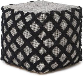 img 4 attached to REDEARTH Unstuffed Pouf Ottoman Cover – Textured Storage Cube Bean Bag Poof Pouffe – Accent Chair Seat Footrest for Living Room, Bedroom, Nursery, Kids Room, Patio, Gym – Made of 100% Cotton – 20x20x20 Inches – Black