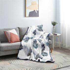 img 2 attached to 🍃 YnM Leaf/Navy Flannel Duvet Cover for 60x80 Weighted Blankets