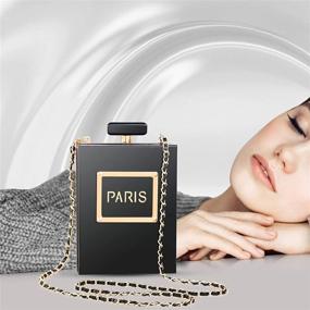 img 2 attached to 👜 WJCD Классическая акриловая сумка черного цвета в форме парижского парфюма с цветком, винтажная сумка-клатч вечерняя сумочка для женщин на банкете.