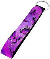 buybai purple butterfly keychain wristlet strap for key hand wrist lanyard keyring holder logo