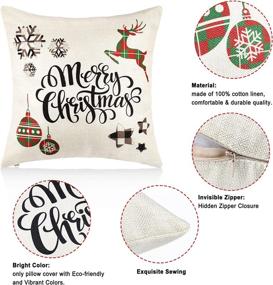 img 1 attached to 🎄 Christmas Throw Pillow Covers - Set of 4 Red and White Snowman Pillow Covers - 18" x 18" Decorative Pillows for Sofa Couch - Snowman Christmas Decor