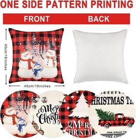 img 2 attached to 🎄 Christmas Throw Pillow Covers - Set of 4 Red and White Snowman Pillow Covers - 18" x 18" Decorative Pillows for Sofa Couch - Snowman Christmas Decor