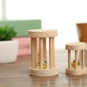 img 1 attached to 🐹 Set of 5 Hamster Chew Toys - Organic Wooden Pine Dumbells, Exercise Bell Roller, Teeth Care Molar Toy for Rabbits, Rats, Guinea Pigs, and Other Small Pets - Interactive Play Toy