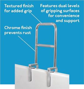 img 3 attached to 🛀 Carex Dual Level Bathtub Rail with Chrome Finish - Safety Bar for Seniors and Handicap - Easy Installation for Assistance Getting In and Out of Tub