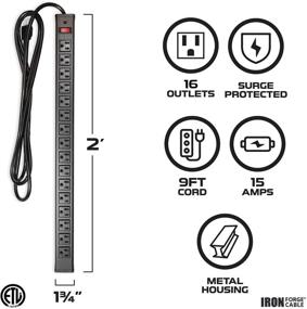 img 3 attached to 🔌 Высококачественный 16-розеточный сетевой фильтр с защитой от перенапряжений и креплениями - прочный и надежный дизайн с длинным 9-футовым удлинителем