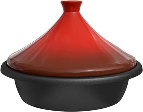 img 4 attached to 🍲 Moroccan Tagine, 3.3 QT Enameled Cast Iron Cooking Pot with Ceramic Cone-Shaped Lid (Red) – Enhanced SEO