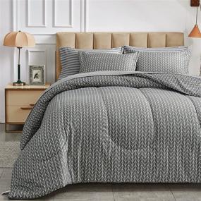 img 4 attached to 🛏️ Uozzi Bedding Bed in a Bag 7-Piece Queen Size Set - Gray Stripes - Reversible Microfiber Comforter