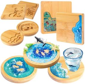 img 4 attached to 🌊 River Edge Wood Coaster Set: Cast with Epoxy Resin in Craft Kit (5-Count)