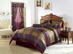 img 4 attached to Chezmoi Collection 7-Piece Multi Color Gitano Jacquard Patchwork Comforter Set - King Size Bedding: Vibrant and Luxurious Bedding for a King-Sized Dream!