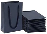 🎁 25-pack sdootjewelry navy gift bags: heavy duty kraft paper bags with handles - perfect for shopping, retail, parties logo