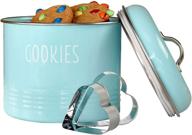 mint farmhouse cookie jar set with heart-shaped cookie cutters - airtight food storage container for cookies, biscuits, snacks - perfect gift for housewarming, birthday, wedding, christmas логотип