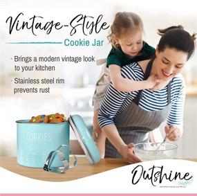 img 1 attached to Mint Farmhouse Cookie Jar Set with Heart-Shaped Cookie Cutters - Airtight Food Storage Container for Cookies, Biscuits, Snacks - Perfect Gift for Housewarming, Birthday, Wedding, Christmas