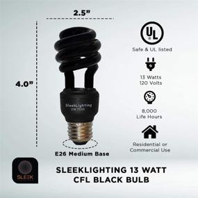 img 4 attached to SleekLighting 13W Spiral CFL Black Fluorescent Disco Party Lightbulb - Blacklight Glow in the Dark Bulb with Medium Base, UL Approved - Pack of 2