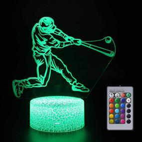 img 4 attached to 🎾 Baseball 3D Illusion Lamp for Kids - 16 Color Changing Acrylic LED Night Light for Boys on Birthdays or Holidays