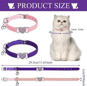 img 3 attached to Weewooday 4 Pieces Rhinestone Cat Collar with Breakaway and Heart Bling – Valentine's Day Kitty Collar, Soft Velvet and Adjustable Safety Collar with Rhinestone Love Heart and Bell (Size S)