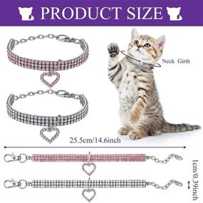 img 2 attached to Weewooday 4 Pieces Rhinestone Cat Collar with Breakaway and Heart Bling – Valentine's Day Kitty Collar, Soft Velvet and Adjustable Safety Collar with Rhinestone Love Heart and Bell (Size S)