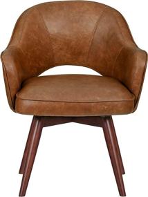 img 3 attached to 🪑 Rivet Mid-Century Bonded Leather Swivel Chair: Stylish & Comfortable Addition to Your Space