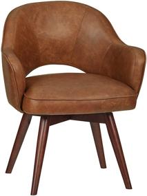 img 4 attached to 🪑 Rivet Mid-Century Bonded Leather Swivel Chair: Stylish & Comfortable Addition to Your Space
