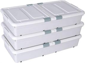 img 3 attached to 🛏️ Convenient and Spacious 3 Pack Large Rolling Under Bed Storage Bin With Wheels – Slide & Access Underbed Plastic Containers with Lid Open from Both Sides – 37 x 19 x 7.3 Inches