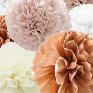 🌸 22 pcs dusty pink, rose gold, ivory, white paper flower ball pompoms - ideal for birthday, bachelorette, wedding, baby shower, bridal shower, party decoration - tissue paper pompoms paper flowers logo