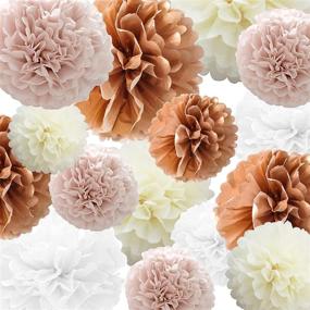 img 2 attached to 🌸 22 Pcs Dusty Pink, Rose Gold, Ivory, White Paper Flower Ball Pompoms - Ideal for Birthday, Bachelorette, Wedding, Baby Shower, Bridal Shower, Party Decoration - Tissue Paper Pompoms Paper Flowers