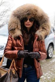 img 3 attached to 🧥 Aox Women Winter Faux Fur Hooded Down Jacket: Stay Warm in Style!