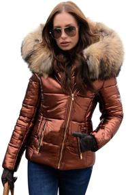 img 4 attached to 🧥 Aox Women Winter Faux Fur Hooded Down Jacket: Stay Warm in Style!