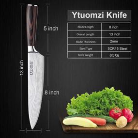 img 2 attached to Ytuomzi Chef's Knife: 8 Inch Professional Knife with Ergonomic Handle, Ultra Sharp Blade made of German High Carbon Stainless Steel