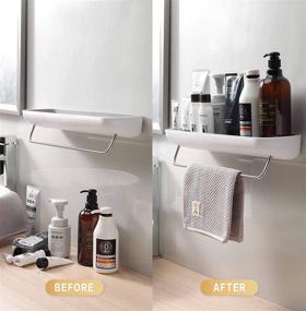 img 1 attached to 🚿 Convenient Shower Caddy: Wall Mounted with Towel Bar, Adhesive Bathroom Shelf Storage Organizer - No Drilling, Easy Kitchen Storage Solution