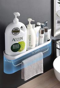 img 2 attached to 🚿 Convenient Shower Caddy: Wall Mounted with Towel Bar, Adhesive Bathroom Shelf Storage Organizer - No Drilling, Easy Kitchen Storage Solution