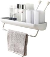 🚿 convenient shower caddy: wall mounted with towel bar, adhesive bathroom shelf storage organizer - no drilling, easy kitchen storage solution logo