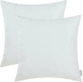 img 4 attached to 🛋️ CaliTime Pack of 2 Cozy Throw Pillow Covers Cases for Couch Bed Sofa - Super Soft Faux Suede, Solid Color on Both Sides - 18 X 18 Inches - True White