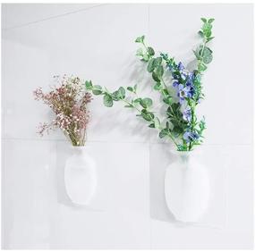 img 4 attached to 🌸 Набор из 2 силиконовых ваз Yaocoral - съемные магнитные вазы для холодильника, вазы для стены с гидропонным плантером на самоклеющейся основе - идеально подходит для украшения окон, стекла, вечеринок, выставок, свадеб, фестивалей, дома и кухни (белый, 2 штуки)