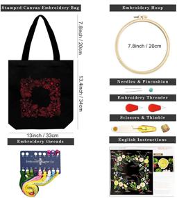 img 2 attached to 🧵 Black Canvas Tote Bag Embroidery Starter Kit for Adults - FULUDM DIY Art Crafts Sewing Set with Pattern Instruction, Hoop, Floss Threads, and Tools
