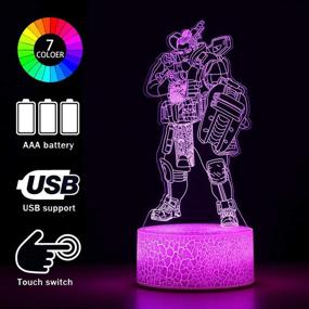 img 2 attached to 🌈 Colorful Remote Controlled 3D Optical Illusion Legends Night Light - Perfect Kids Bedroom Decoration Desk Lamp with 16 Changeable Color Patterns - Creative Lighting and Birthday Gift Idea