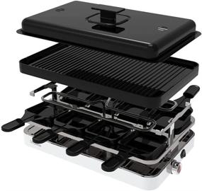 img 1 attached to TinaMros 3-Layer Lid 1500W Portable Non-Stick Reversible 2-in-1 Electric Raclette Grill Table for 8 Paddles and Person