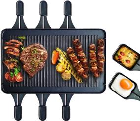 img 3 attached to TinaMros 3-Layer Lid 1500W Portable Non-Stick Reversible 2-in-1 Electric Raclette Grill Table for 8 Paddles and Person