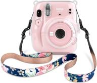 🌸 protection and style combined: celion clear mini camera case for fujifilm instax mini 11 instant film camera with floral pattern and durable shoulder strap logo