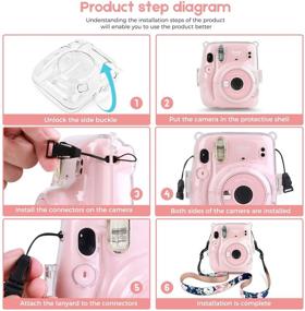 img 1 attached to 🌸 Protection and Style Combined: CELION Clear Mini Camera Case for Fujifilm Instax Mini 11 Instant Film Camera with Floral Pattern and Durable Shoulder Strap