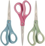 🔪 fiskars crafts 154090-1029 titanium softgrip adult scissors: 8 inch, color 3 pack - premium quality cutting tools for crafters logo