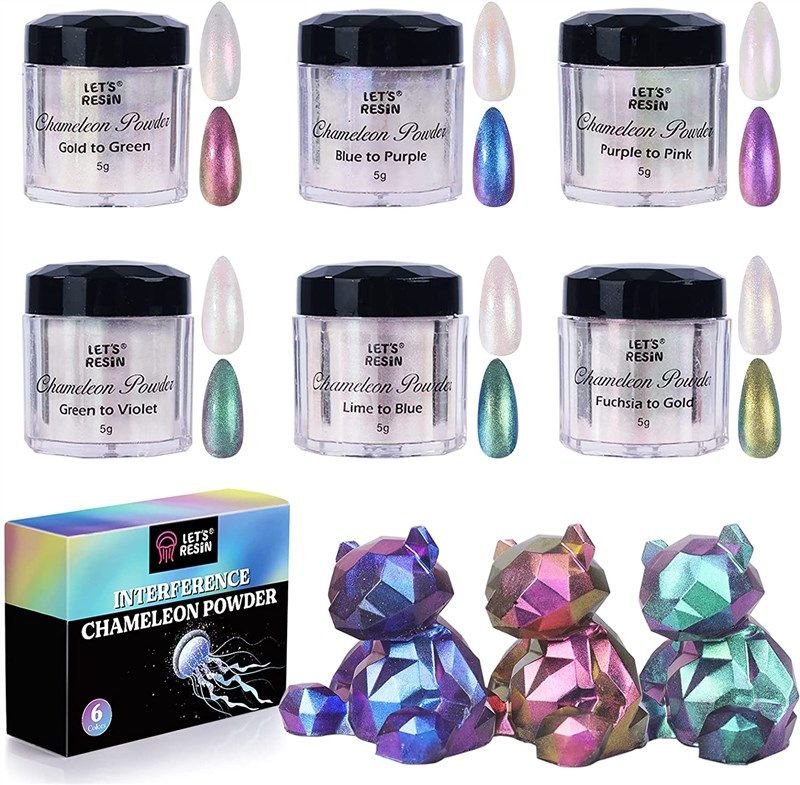 Color Changing Mica Powder / Chameleon Pigments / Color Shift Pigments.  guaranteed Color Changes at Different Angles of View 