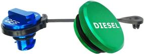 img 4 attached to Illet Aluminum Fuel Cap Combo Pack for Dodge Ram Diesel Trucks 2013-2018 - Magnetic Green Diesel Fuel Cap and Non-magnetic Blue DEF Cap - Better SEO
