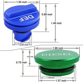img 1 attached to Illet Aluminum Fuel Cap Combo Pack for Dodge Ram Diesel Trucks 2013-2018 - Magnetic Green Diesel Fuel Cap and Non-magnetic Blue DEF Cap - Better SEO