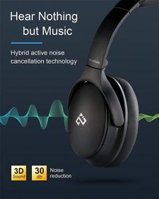 img 3 attached to 🎧 Беспроводные наушники INFURTURE Over Ear Bluetooth с активным шумоподавлением, встроенным микрофоном, 3D глубоким басом, амортизацией из пены с памятью, 40 часов воспроизведения - идеально подходят для взрослых, детей, телевизора, путешествий, домашнего офиса.