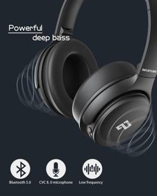 img 2 attached to 🎧 Беспроводные наушники INFURTURE Over Ear Bluetooth с активным шумоподавлением, встроенным микрофоном, 3D глубоким басом, амортизацией из пены с памятью, 40 часов воспроизведения - идеально подходят для взрослых, детей, телевизора, путешествий, домашнего офиса.