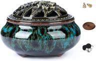 🔥 lamdawn ceramic incense burner with stick holder: ideal for stick or coil incense, sage cones, and frankincense (fambe blue) логотип