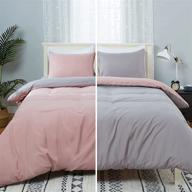 🛏️ pink duvet cover twin size kids - reversible double brushed microfiber, all season softness, zipper closure - pink/grey, 68x90 inches logo