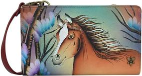 img 4 attached to 🎨 Anuschka Women’s Hand Painted Leather Organizer Wallet: Exquisite Original Artwork for Style and Function