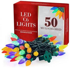 img 4 attached to 🎄 C6 Christmas Lights Multicolor [Set of 50] - UL Approved Indoor/Outdoor LED String Lights for Holiday/Party Decorations - 14 Ft Green Wire