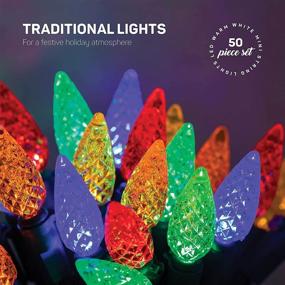 img 3 attached to 🎄 C6 Christmas Lights Multicolor [Set of 50] - UL Approved Indoor/Outdoor LED String Lights for Holiday/Party Decorations - 14 Ft Green Wire